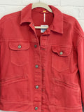 *SALE- Floral FP Red Denim Jacket (S/M)