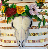 *HOME - Hand-painted Leather Pillow Cover - Antelope Skull