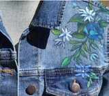 Floral Denim Jacket - Blue