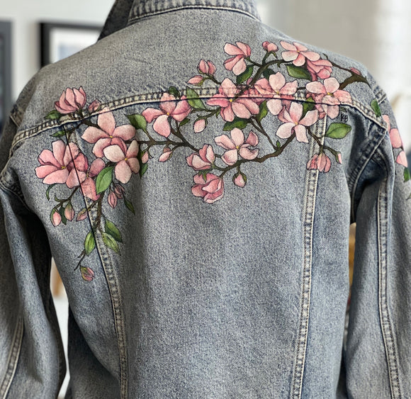 Cherry Blossoms Denim Jacket - SIZE S Available