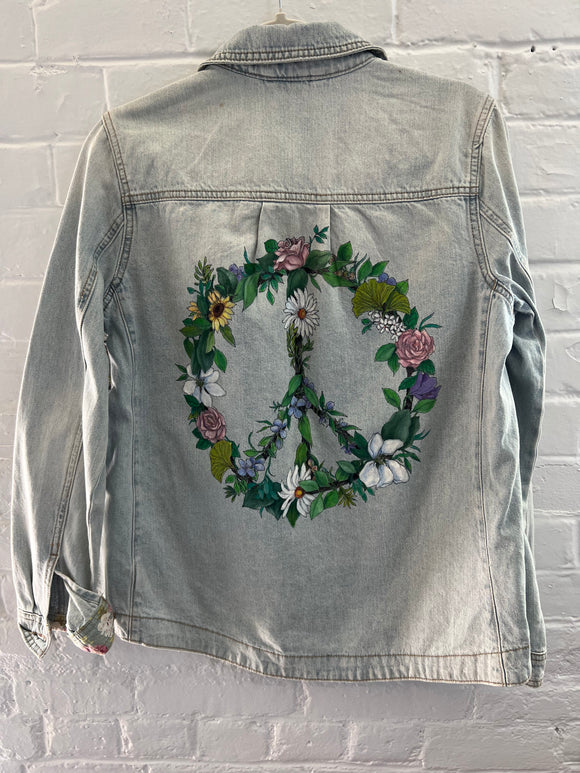 **Adult Denim Peace Flowers (size M/L)
