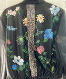 **Adult Leather Floral and Pattern Bomber Jacket (size M/L)