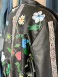 **Adult Leather Floral and Pattern Bomber Jacket (size M/L)