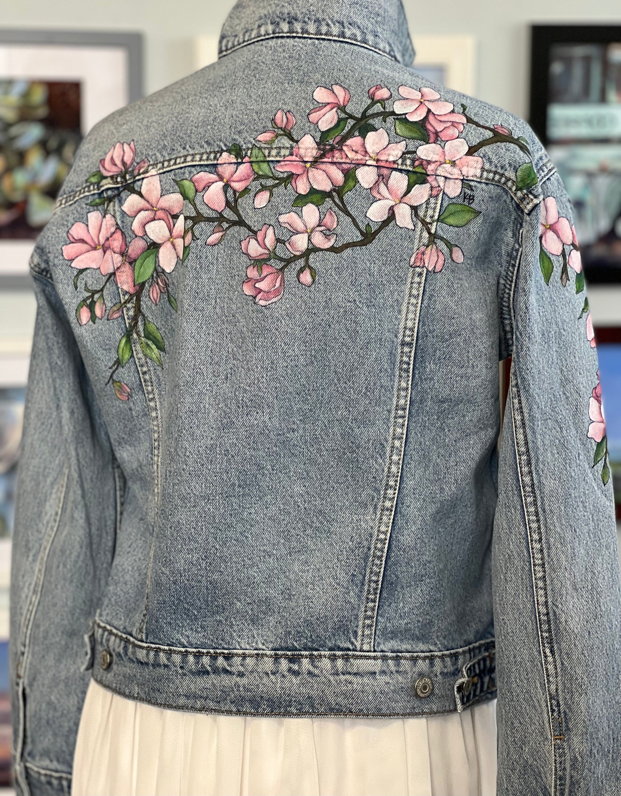 Cherry Blossoms Denim Jacket – Katie Blue Art Store Cherry Blossoms Denim Jacket – Katie Blue Art Store