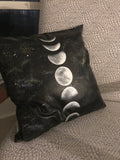 SALE HOME - Hand-Painted Leather Pillow Cover-Moon Phases