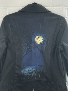 -SALE- Full Moon Faux Leather Moto Jacket (M)