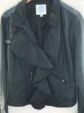 *SALE- Ocean - Faux Leather Moto Jacket with Ruffle (S/M)