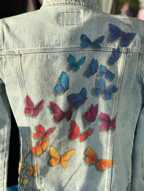 Floral Denim Jacket - Blue – Katie Blue Art Store