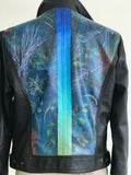 -SALE - Ocean - Faux Leather Moto Jacket with Ruffle (S/M)