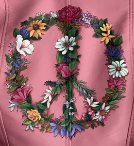 -SALE- Peace Flowers/Pink Faux Leather