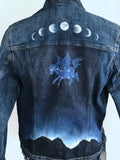 Make it your own! You can customize this jacket by changing the mountains to a favorite city silhouette or add your astrological sign to the  night sky.  Contact me for customization.