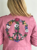 -SALE- Peace Flowers/Pink Faux Leather